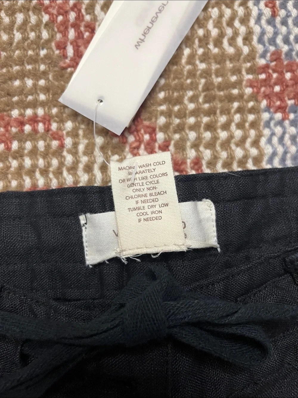 NWT Workshop by Andrea Jovine Linen Utility Cargo Pants Size 4 Black - Picture 6 of 7